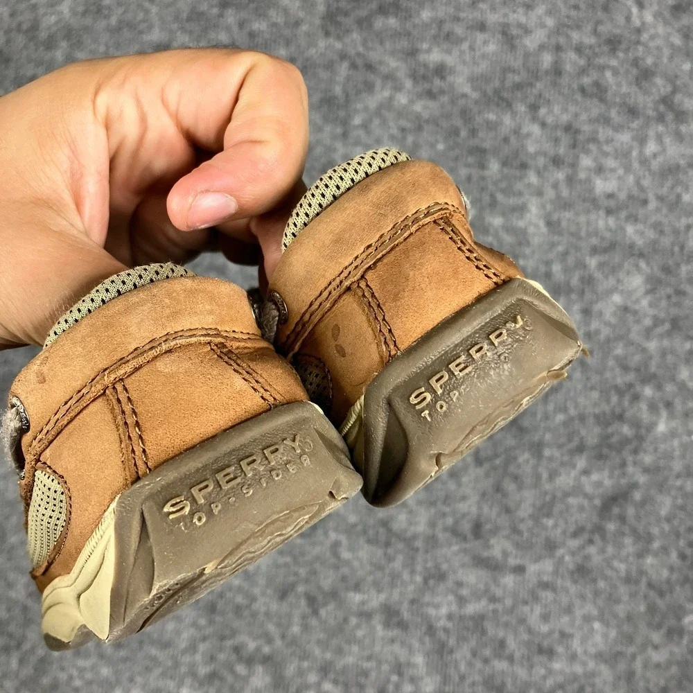 Sperry Boat Shoes Toddler Size 9.5M‎ Brown Leather Mesh Lanyard Casual Loafers